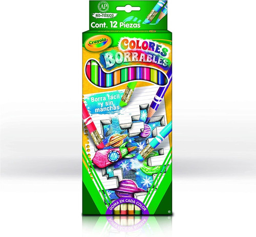 12 Lapices De Colores Borrables Crayola 
