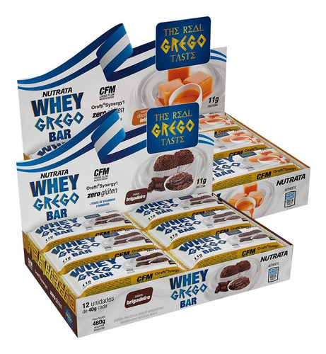 2x Whey Bar Grego - Caixa Com 12 Unidades Cada - Nutrata Sabor Torta De Limão