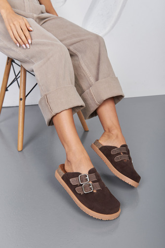 Zuecos Mules Suecos Base Eva Mujer Gamuza Hebillas Moda Melu