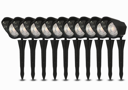 Kit 10 Luminária Solar Refletor Jardim Espet Verde Super Led