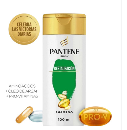 5 Botes Shampoo Pantene Restauración 100 Ml Version Bolsillo