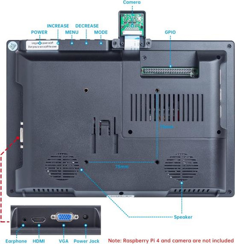 Pantalla Sunfounder 10.1 Para Raspberry Pi Display Monitor I