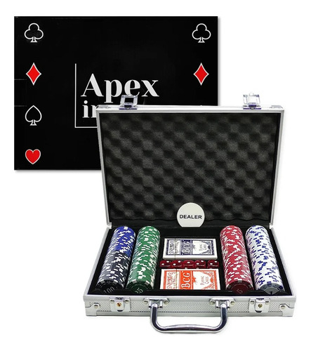 Jogo Poker Em Maleta De Alumínio 200 Fichas 2 Baralhos Dados