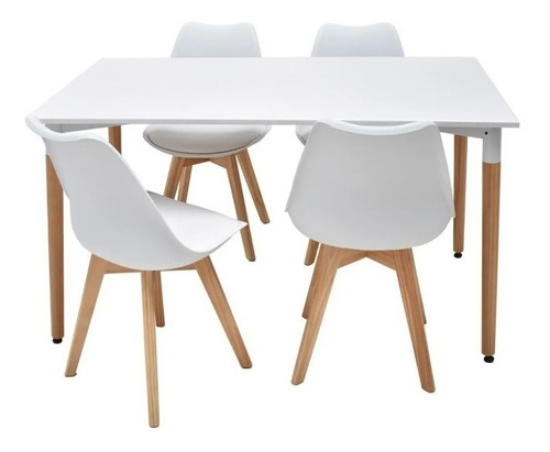 Juego De Comedor Mesa Eames 120 X 80 + 4 Sillas Tulip Ct