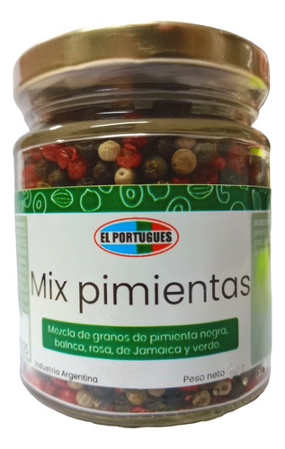 El Portugues mix de pimientas x 110g en frasco de vidrio