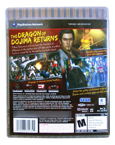 Yakuza 3 - Ps3 Acción - Ryu Ga Gotoku - Sega Cs1 - Kiryu (Usado)