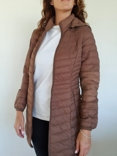 Campera Mujer Abrigo Larga Importada Capucha Y Bolsita