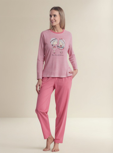 Pijama Mujer Monamour 551 Algodón Top Listado Y Local Print
