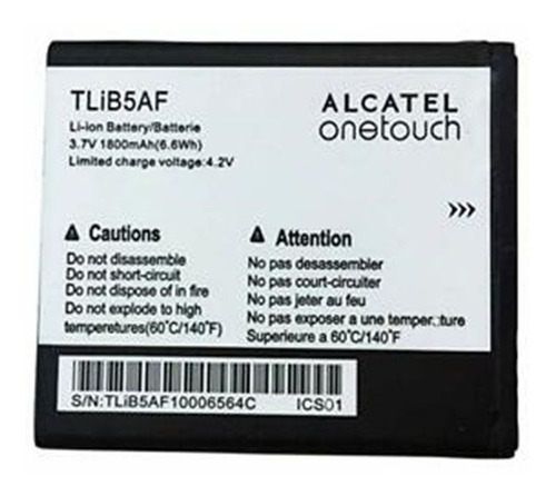 Imagen 1 de 3 de Batería Alcatel Onetouch C5 Tlib5af 30d Gtia Tienda Chacao