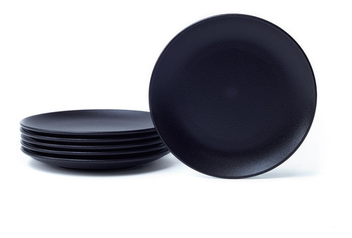 Plato De Postre Fusion Negro 21 Cm - Set X6 Volf