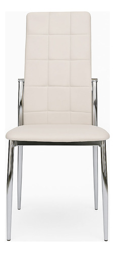 Silla New Paris X4 Tapizado Cuero Sintetico Blanco Cromada Comedor Ballsellings