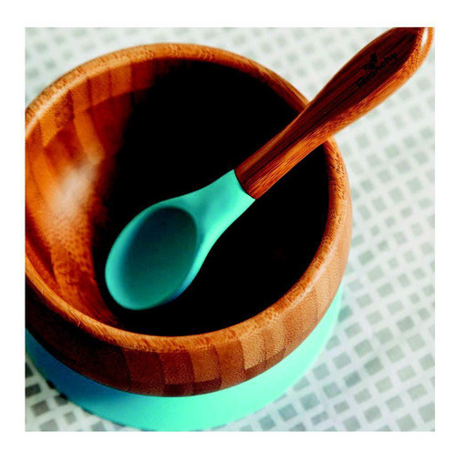 Tigela Bambu Com Ventosa E Colher - Azul - Avanchy