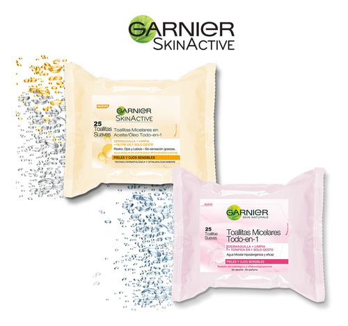 Imagen 4 de 5 de Toallitas Desmaquillantes Con Agua Micelar Garnier ,25pzas