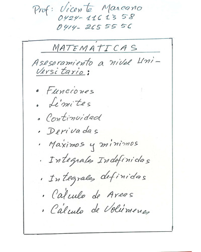 Profesor De Matemáticas Química Física, Presenciales, Online