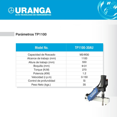 Maquina Roscadora Eléctrica Taipu Uranga Tp1100 Cnc