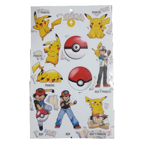 Pokemon - Stickers De Pvc - Ash Ketchum Satoshi & Pikachu 