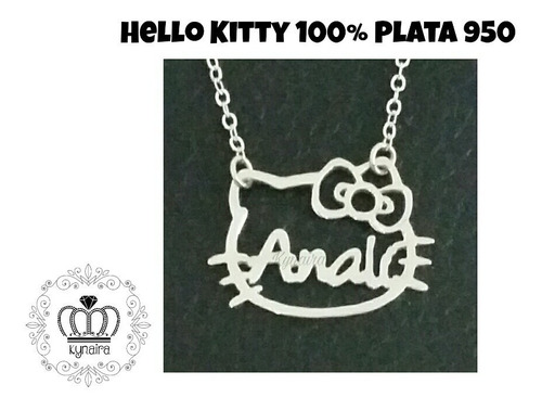 Collar Con Nombre Dije Hello Kitty Minnie Plata 950 Kynaira