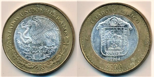 Moneda De 100 Pesos Mexicanos Del Estado De México 1a. Fase.