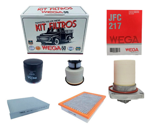 Kit De 4 Filtros Hilux 2.8 2016 En Adelante + Filtro Jfc-217