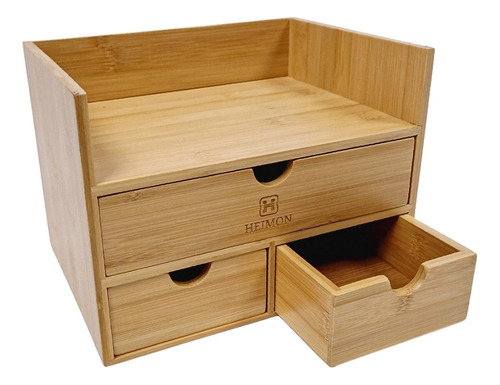Porta Jóias Ou Organizador De Utensilios Bambu 3 Gavetas