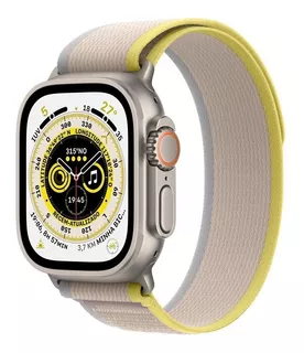 Apple Watch Ultra GPS + Cellular - Caixa de titânio 49 mm - Pulseira Loop Trail amarela/bege - M/G
