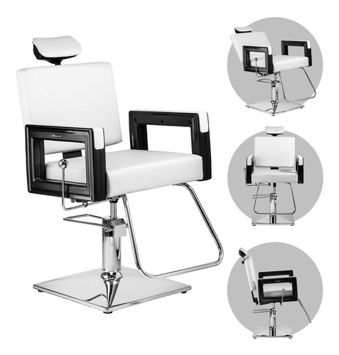 Poltrona Cadeira Reclinável P/ Barbeiro Maquiagem Salão Cor Pérola