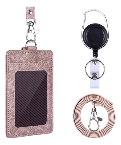 Wisdompro Badge Holder, 2-sided Pu Leather Id Badge Card ...