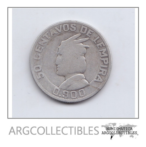 Honduras Moneda 50 Centavos Plata 900 Año 1937 Km-74 Vf-