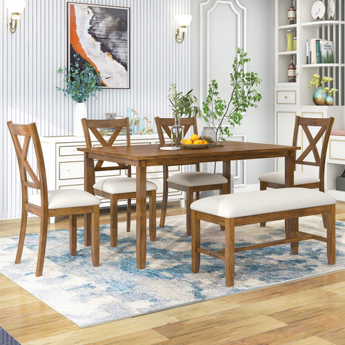 Knocbel Farmhouse Mesa De Comedor Rectangular Y Sillas Juego