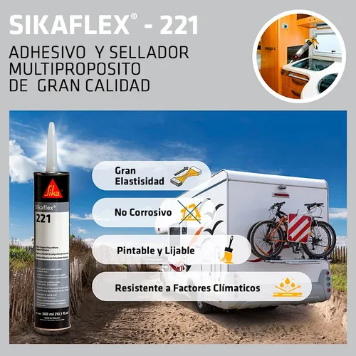 Sellador Elástico Y Adhesivo Mult. Sikaflex-221 Gris - 300cc