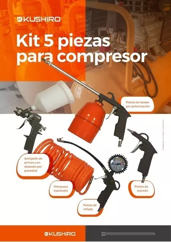 Accesorios Kit Para Compresores 5 Piezas Manometro Inflar