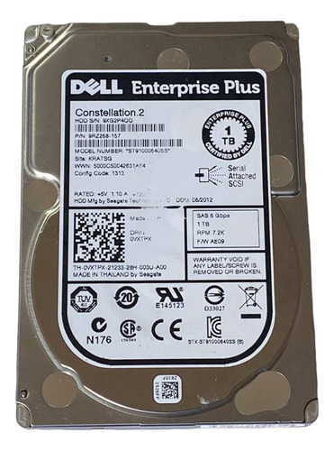  Hd Dell Enterprise Plus 1tb 7.2k 2.5 6gb Sas Sem Gaveta Pn 0vxtpx Vxtpx  @