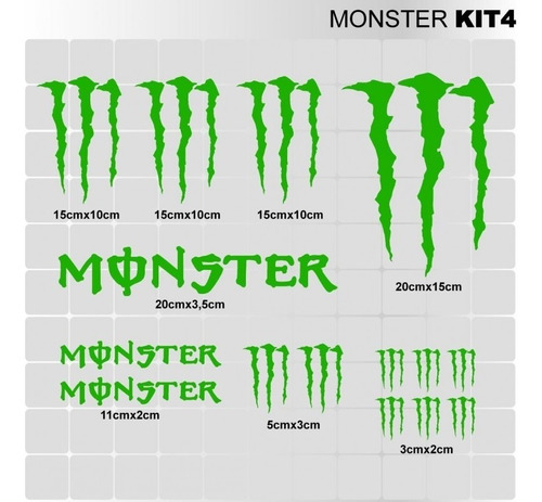 Kit Calcos Monster Auto Moto Bici Decoracion Tuning 