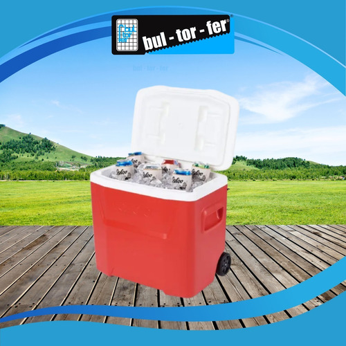 Imagen 4 de 10 de Heladera Conservadora Igloo Laguna 60qt C/ruedas Rojo