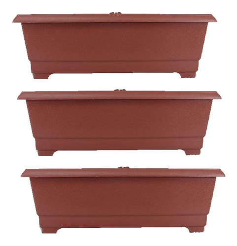 Imagem 1 de 4 de Kit 03 Vaso Jardineira Arqplast Terracota 8 Litros