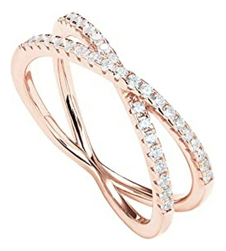 Pavoi 14k Chapado En Oro X Ring Cz Diamante Simulado Criss C