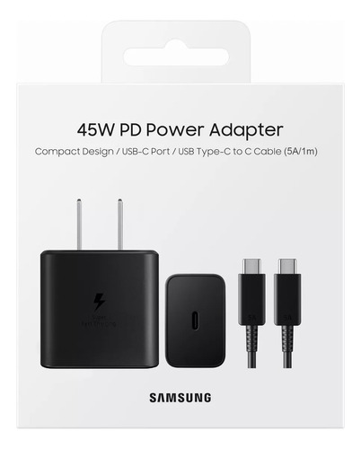 Cargador Samsung 45w Galaxy S21 S22 S23 S24 Original Negro