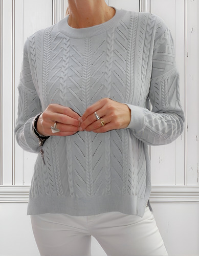 Sweater Aran Mujer Chiara Diffusion Con Trenzas Y Diseños
