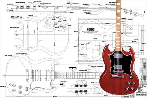 Plan De Gibson Sg Guitarra Electrica  Escalada Completa Impr