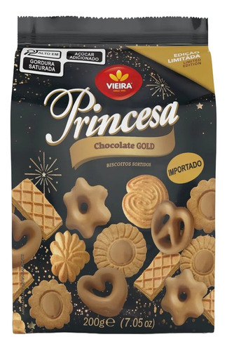 Biscoito Vieira De Castro Princesa Chocolate Gold 200g