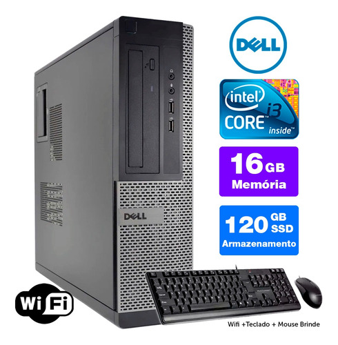 Desktop Usado Dell Optiplex Int I3 2g 16gb Ssd120 Brinde