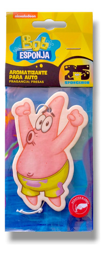 Aromatizante Para Auto Bob Esponja Personaje Patricio Color Rosa Fragancia Fresa