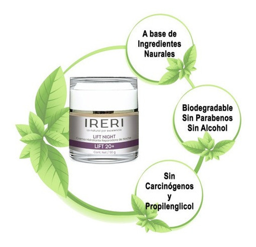 Imagen 4 de 9 de Crema Facial Reafirmante De Noche Efecto Lifting Hidratante Reparadora Antiedad Para Temprana Edad 20+ Cutis Normal A Seco Línea Lift 20+ Ireri ®