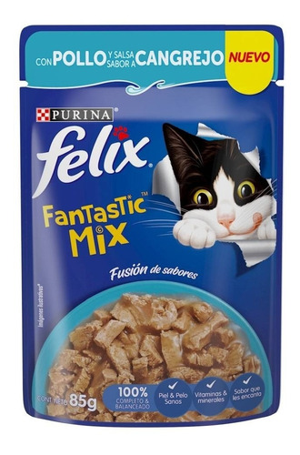 Alimento Para Gato Felix Pollo En Salsa De Cangrejo 85 Gr