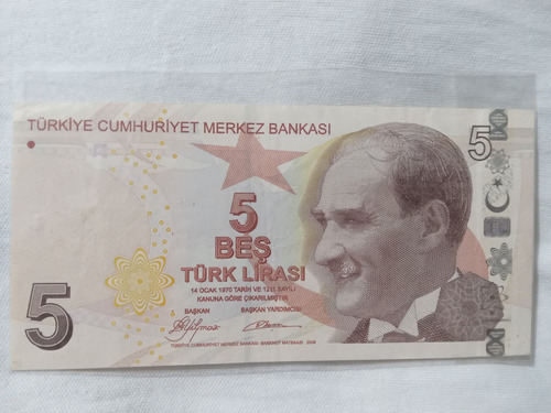 Billete De Turquía 5 Liras Del 2009