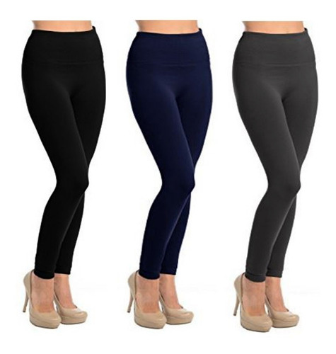 3 Leggins Invierno Pantalon Termico Combo X3 Negro Azul Gris