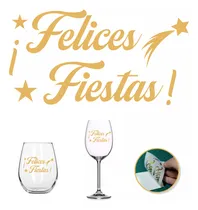 Comprar Calcos Vinilos De Corte Para Copas Vasos Dorado Navidad X10