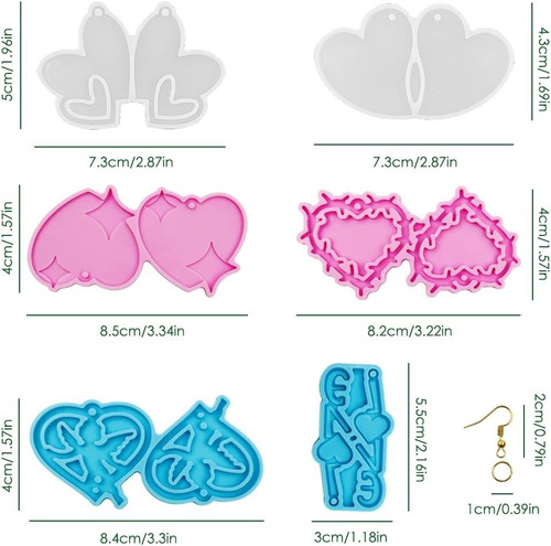 Kit Moldes De Resina Para Aretes Bisutería Colgantes Joyería