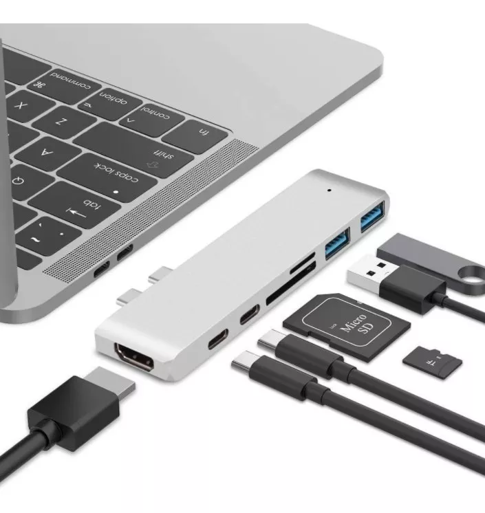 Primera imagen para búsqueda de adaptador macbook pro air 13 15 usb c hub hdmi micro sd 7 1