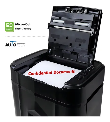 Aurora Trituradora De Papel Microcortado De Alta Seguridad Con Alimentación Automática De 120 Hojas, 30 Minutos